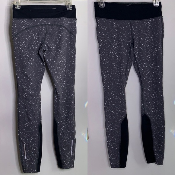 Nike Running Dri-Fit Triangle Print Leggings grey stone small women’s pants - Picture 1 of 8